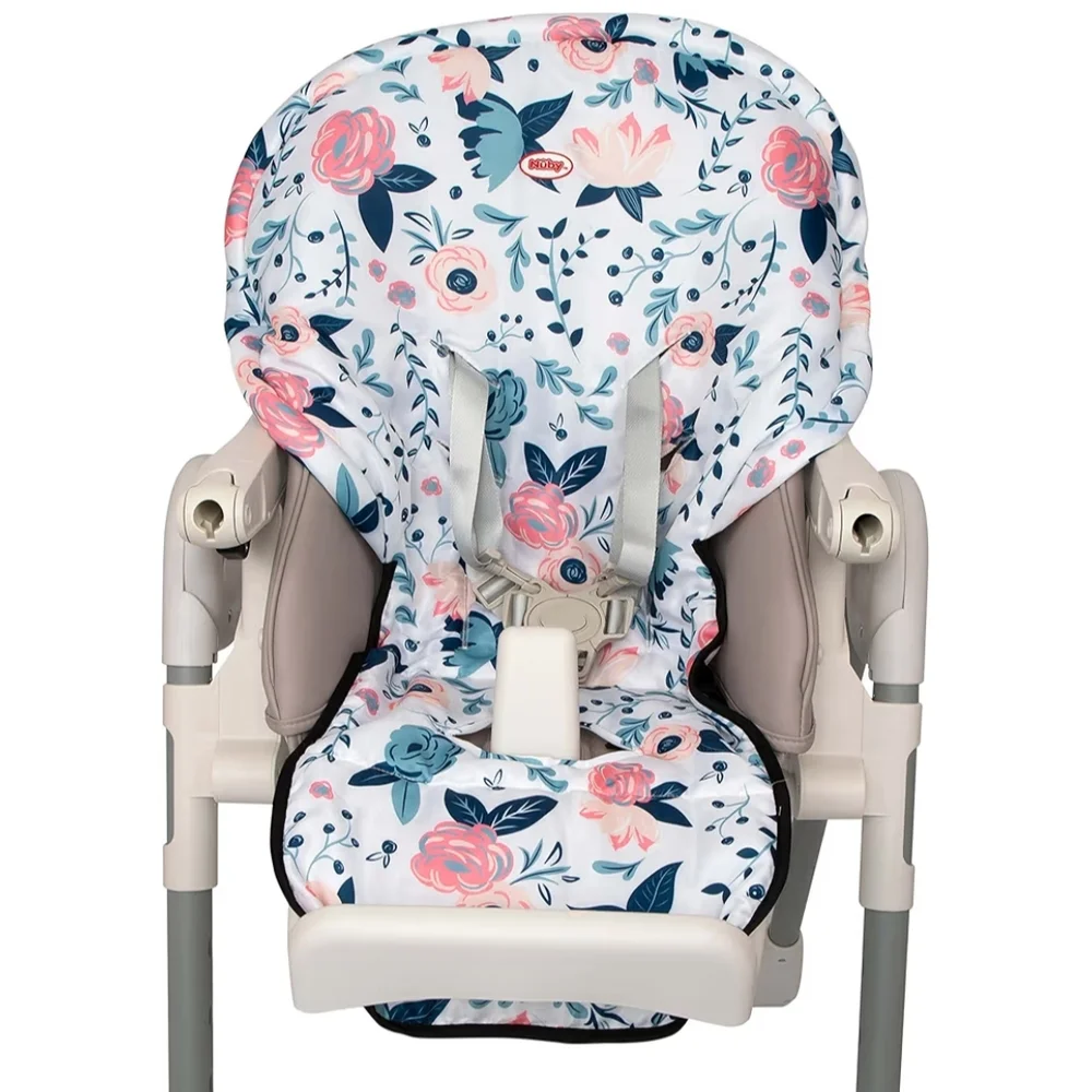 Baby High Chair Cover - Floral Pink & Blue